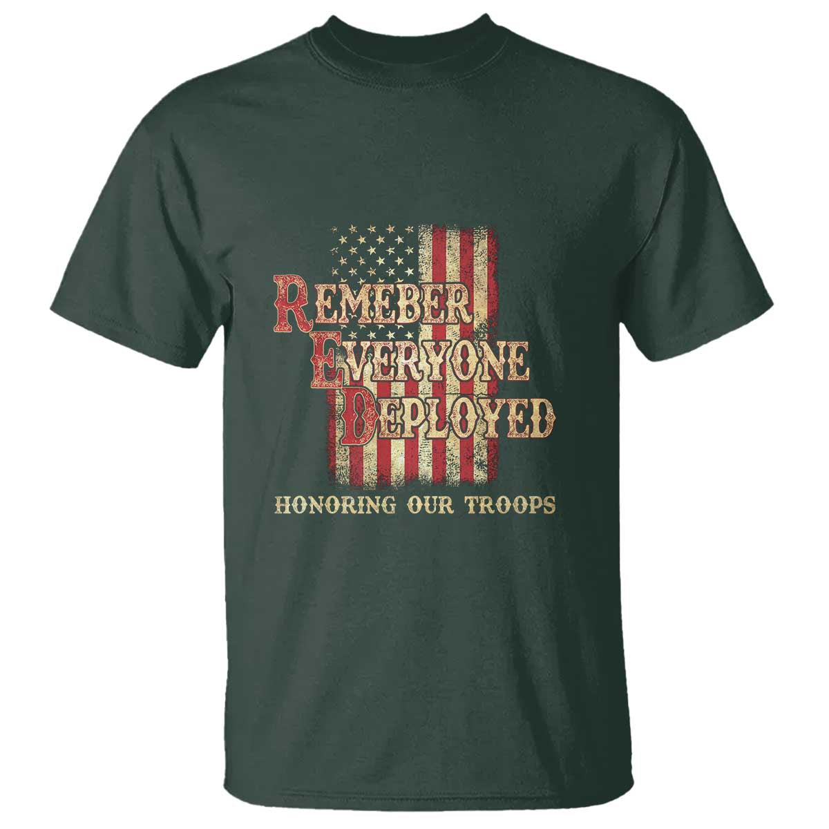 Red Friday T Shirt RED Remember Everyone Deployed Honoring Our Troops Military Vintage USA Flag - Wonder Print Shop