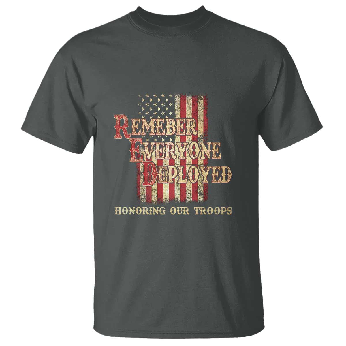 Red Friday T Shirt RED Remember Everyone Deployed Honoring Our Troops Military Vintage USA Flag - Wonder Print Shop