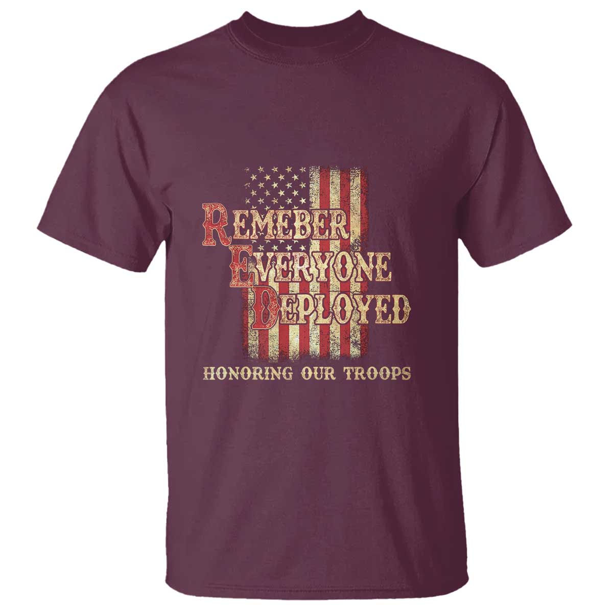 Red Friday T Shirt RED Remember Everyone Deployed Honoring Our Troops Military Vintage USA Flag - Wonder Print Shop