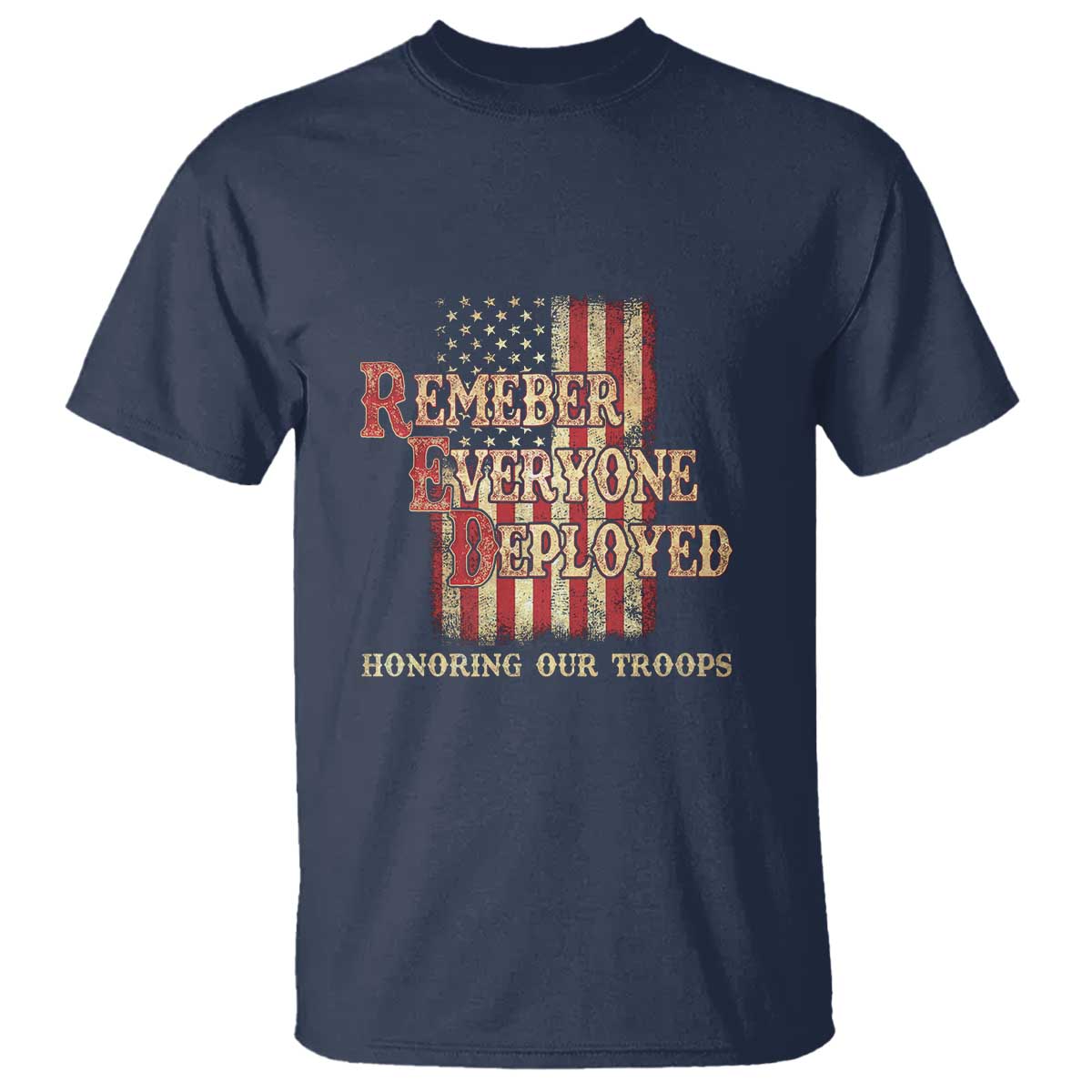 Red Friday T Shirt RED Remember Everyone Deployed Honoring Our Troops Military Vintage USA Flag - Wonder Print Shop