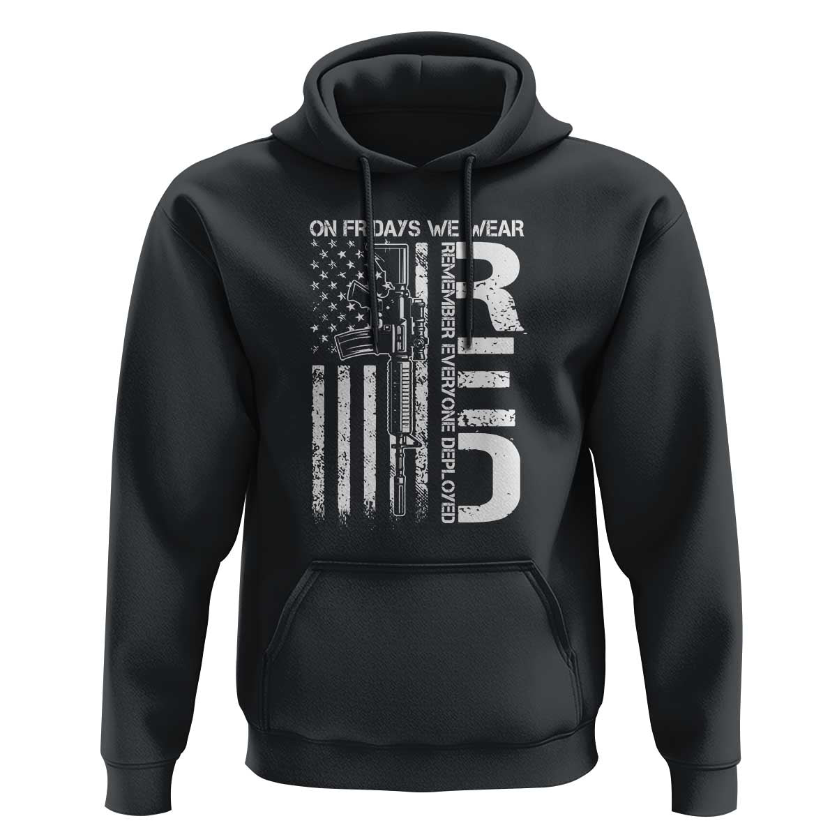 RED Friday Hoodie On Friday We Wear Red Vintage American Flag Military Gun - Wonder Print Shop