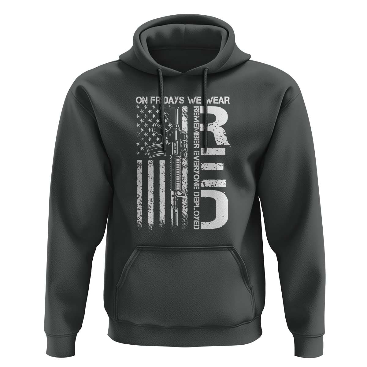 RED Friday Hoodie On Friday We Wear Red Vintage American Flag Military Gun - Wonder Print Shop