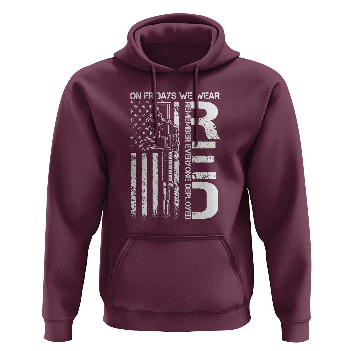 RED Friday Hoodie On Friday We Wear Red Vintage American Flag Military Gun - Wonder Print Shop