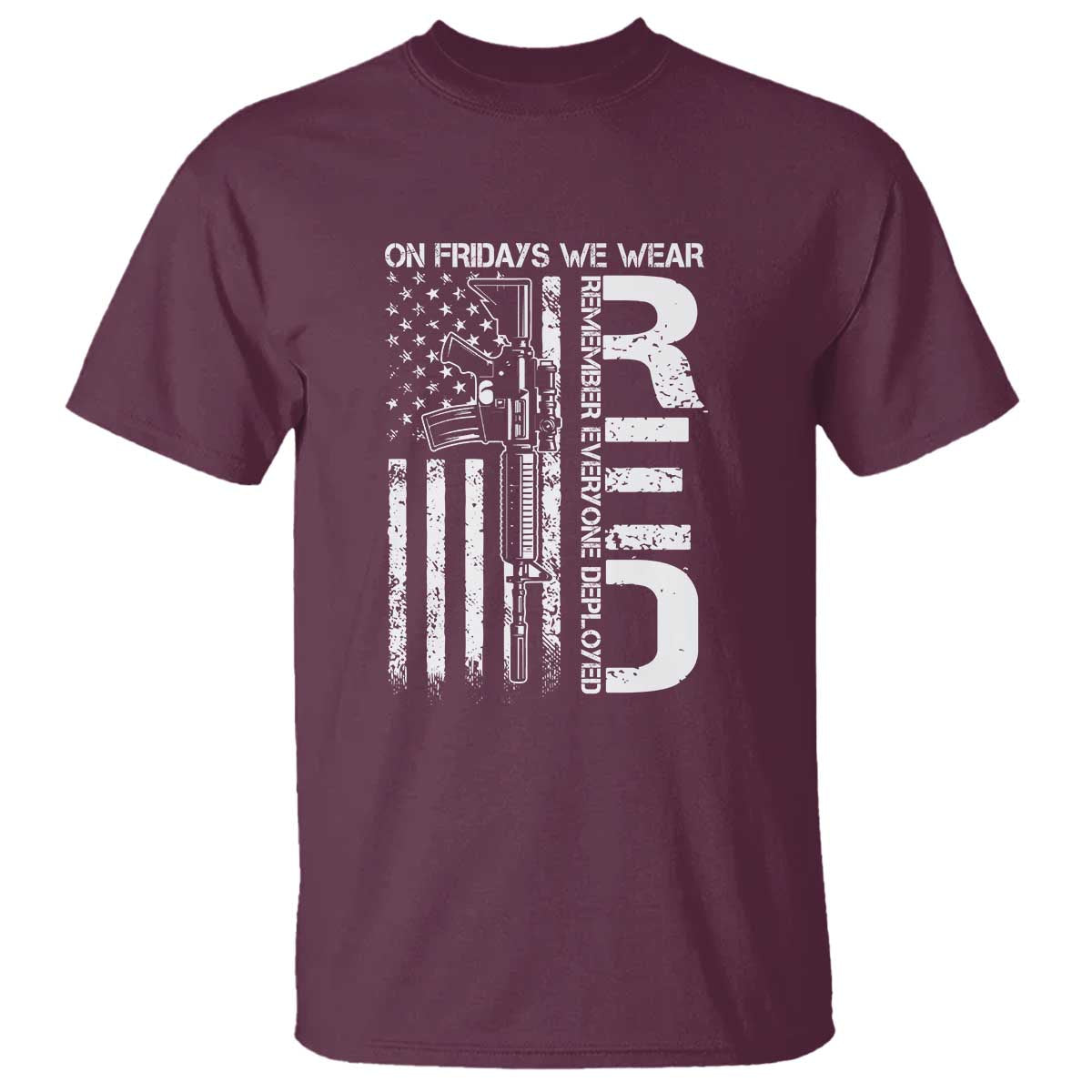 RED Friday T Shirt On Friday We Wear Red Vintage American Flag Military Gun - Wonder Print Shop
