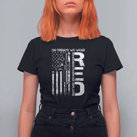RED Friday T Shirt For Women On Friday We Wear Red Vintage American Flag Military Gun - Wonder Print Shop