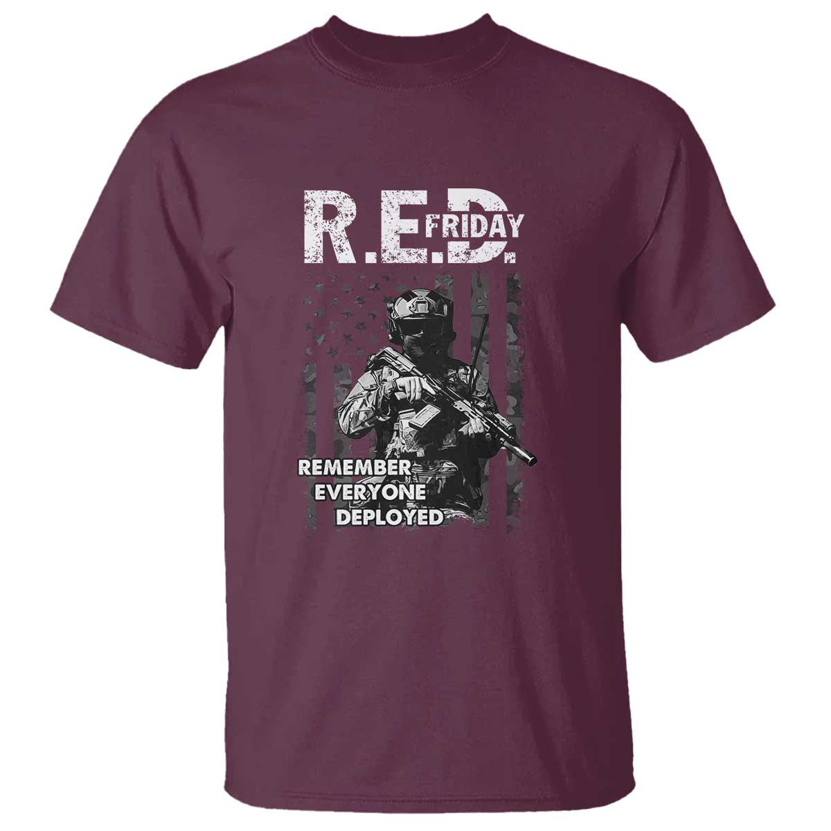 RED Friday T Shirt Remember Everyone Deployed Vintage American Flag Military Patriotic - Wonder Print Shop