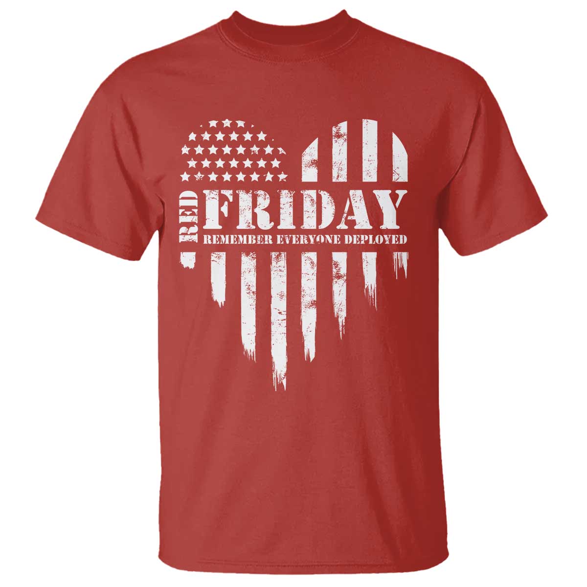 Red Friday T Shirt Remember Everyone Deployed Vintage American Flag Military Veterans Heart - Wonder Print Shop