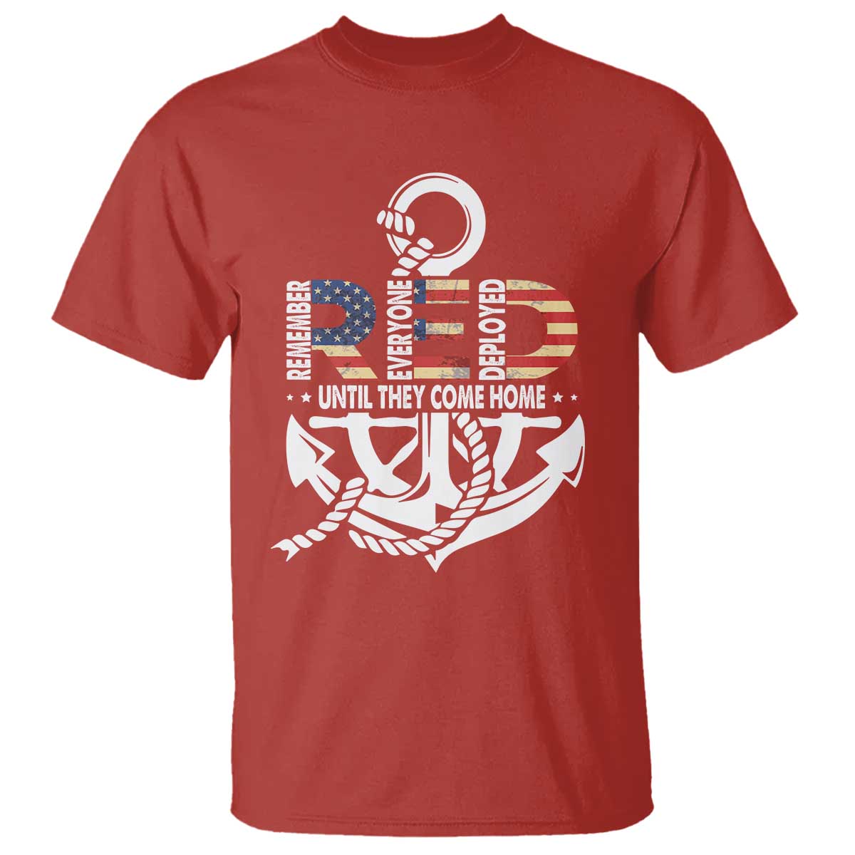 RED Friday T Shirt Until They Come Home Anchors American Flag Star - Wonder Print Shop