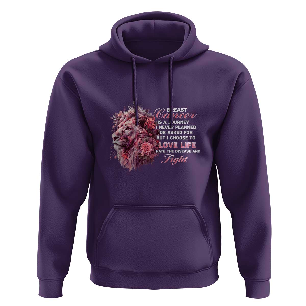 Breast Cancer Awareness Hoodie Breast Cancer Is A Journey I Never Planned Or Asked For But I Choose To Love Life Floral Lion - Wonder Print Shop