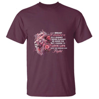 Breast Cancer Awareness T Shirt Breast Cancer Is A Journey I Never Planned Or Asked For But I Choose To Love Life Floral Lion - Wonder Print Shop