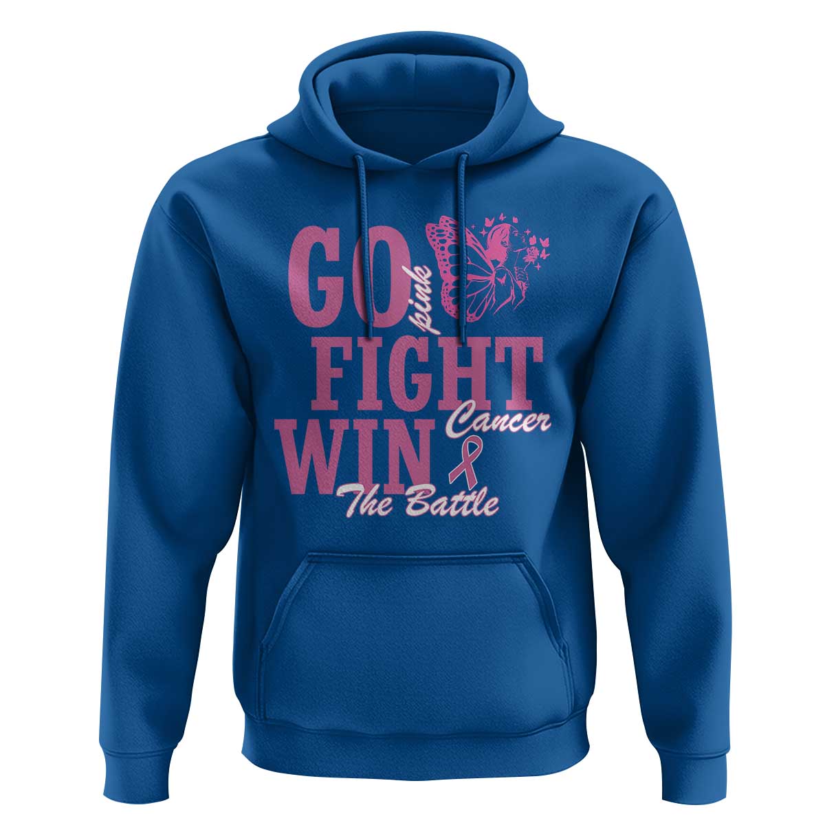 Breast Cancer Awareness Hoodie Go Pink Fight Cancer Win The Battle Pink Ribbon Butterfly - Wonder Print Shop