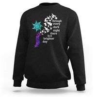 Suicide Prevention Awareness Sweatshirt Through Every Dark Night There Is A Brighter Day Semicolon Sun Feathers - Wonder Print Shop