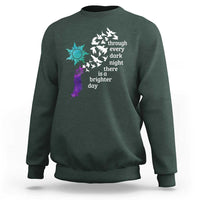 Suicide Prevention Awareness Sweatshirt Through Every Dark Night There Is A Brighter Day Semicolon Sun Feathers - Wonder Print Shop