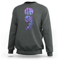Suicide Prevention Awareness Sweatshirt Stay Your Story Is Not Over Semicolon Flower - Wonder Print Shop