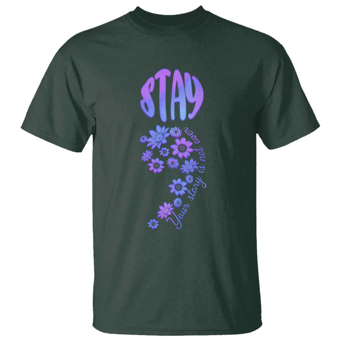 Suicide Prevention Awareness T Shirt Stay Your Story Is Not Over Semicolon Flower - Wonder Print Shop