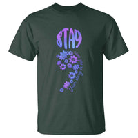 Suicide Prevention Awareness T Shirt Stay Your Story Is Not Over Semicolon Flower - Wonder Print Shop