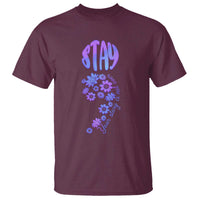 Suicide Prevention Awareness T Shirt Stay Your Story Is Not Over Semicolon Flower - Wonder Print Shop