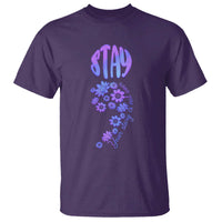 Suicide Prevention Awareness T Shirt Stay Your Story Is Not Over Semicolon Flower - Wonder Print Shop