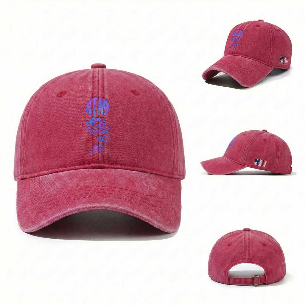 Suicide Prevention Awareness Washed Cotton Baseball Cap Stay Your Story Is Not Over Semicolon Flower