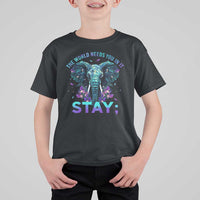 Suicide Prevention Awareness T Shirt For Kid Stay The World Needs You In It Semicolon Elephant Flower - Wonder Print Shop