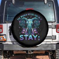 Suicide Prevention Awareness Spare Tire Cover Stay The World Needs You In It Semicolon Elephant Flower
