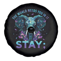Suicide Prevention Awareness Spare Tire Cover Stay The World Needs You In It Semicolon Elephant Flower