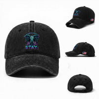 Suicide Prevention Awareness Washed Cotton Baseball Cap Stay The World Needs You In It Semicolon Elephant Flower
