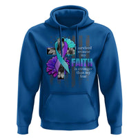 Suicide Prevention Awareness Hoodie I Survived Because My Faith Is Stronger Than My Fear Ribbon Flower USA Flag - Wonder Print Shop