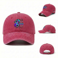 Suicide Prevention Awareness Washed Cotton Baseball Cap I Survived Because My Faith Is Stronger Than My Fear Ribbon Flower USA Flag
