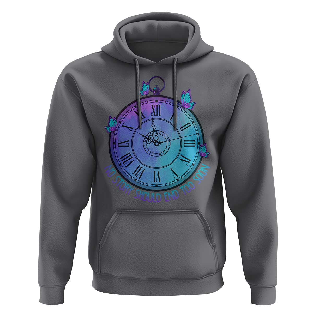 Suicide Prevention Awareness Hoodie No Story Should End Too Soon Butterfly Clock - Wonder Print Shop