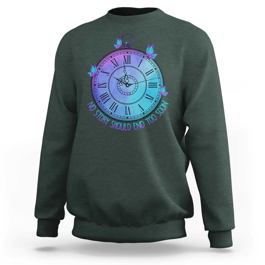 Suicide Prevention Awareness Sweatshirt No Story Should End Too Soon Butterfly Clock - Wonder Print Shop