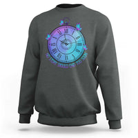 Suicide Prevention Awareness Sweatshirt No Story Should End Too Soon Butterfly Clock - Wonder Print Shop
