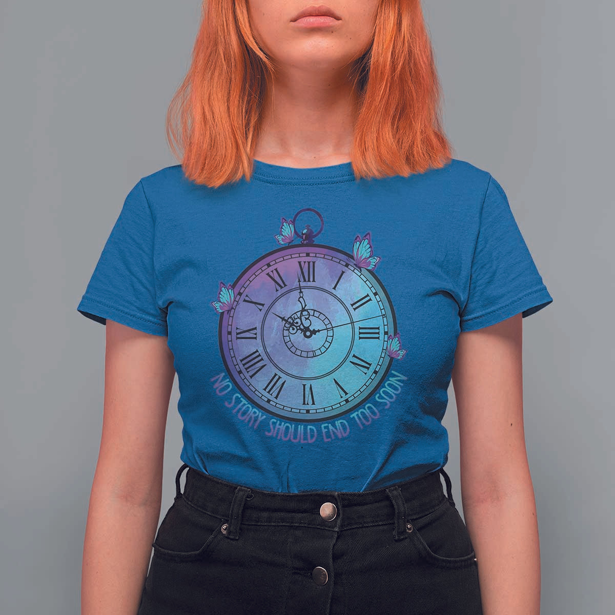 Suicide Prevention Awareness T Shirt For Women No Story Should End Too Soon Butterfly Clock - Wonder Print Shop