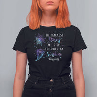 Suicide Prevention Awareness T Shirt For Women The Darkest Storms Are Still Followed By Sunshine Keepgoing Semicolon - Wonder Print Shop