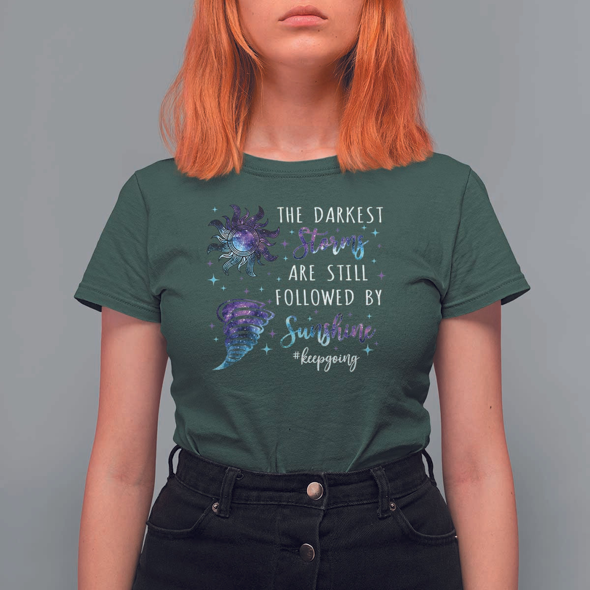 Suicide Prevention Awareness T Shirt For Women The Darkest Storms Are Still Followed By Sunshine Keepgoing Semicolon - Wonder Print Shop