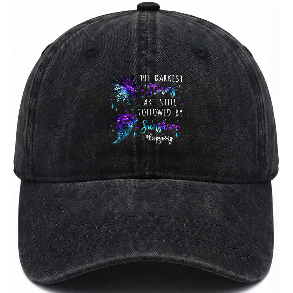 Suicide Prevention Awareness Washed Cotton Baseball Cap The Darkest Storms Are Still Followed By Sunshine Keepgoing Semicolon