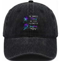 Suicide Prevention Awareness Washed Cotton Baseball Cap The Darkest Storms Are Still Followed By Sunshine Keepgoing Semicolon