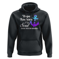 Suicide Prevention Awareness Hoodie Hope Anchors The Soul Teal And Purple Semicolon - Wonder Print Shop