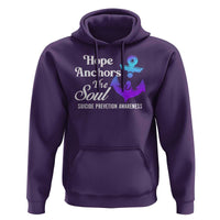 Suicide Prevention Awareness Hoodie Hope Anchors The Soul Teal And Purple Semicolon - Wonder Print Shop