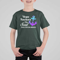 Suicide Prevention Awareness T Shirt For Kid Hope Anchors The Soul Teal And Purple Semicolon - Wonder Print Shop