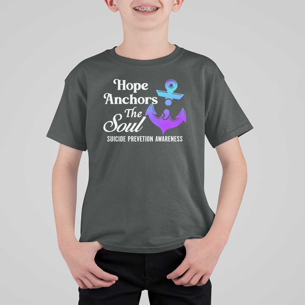 Suicide Prevention Awareness T Shirt For Kid Hope Anchors The Soul Teal And Purple Semicolon - Wonder Print Shop