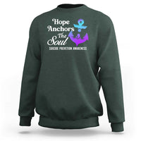 Suicide Prevention Awareness Sweatshirt Hope Anchors The Soul Teal And Purple Semicolon - Wonder Print Shop
