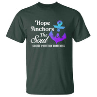 Suicide Prevention Awareness T Shirt Hope Anchors The Soul Teal And Purple Semicolon - Wonder Print Shop