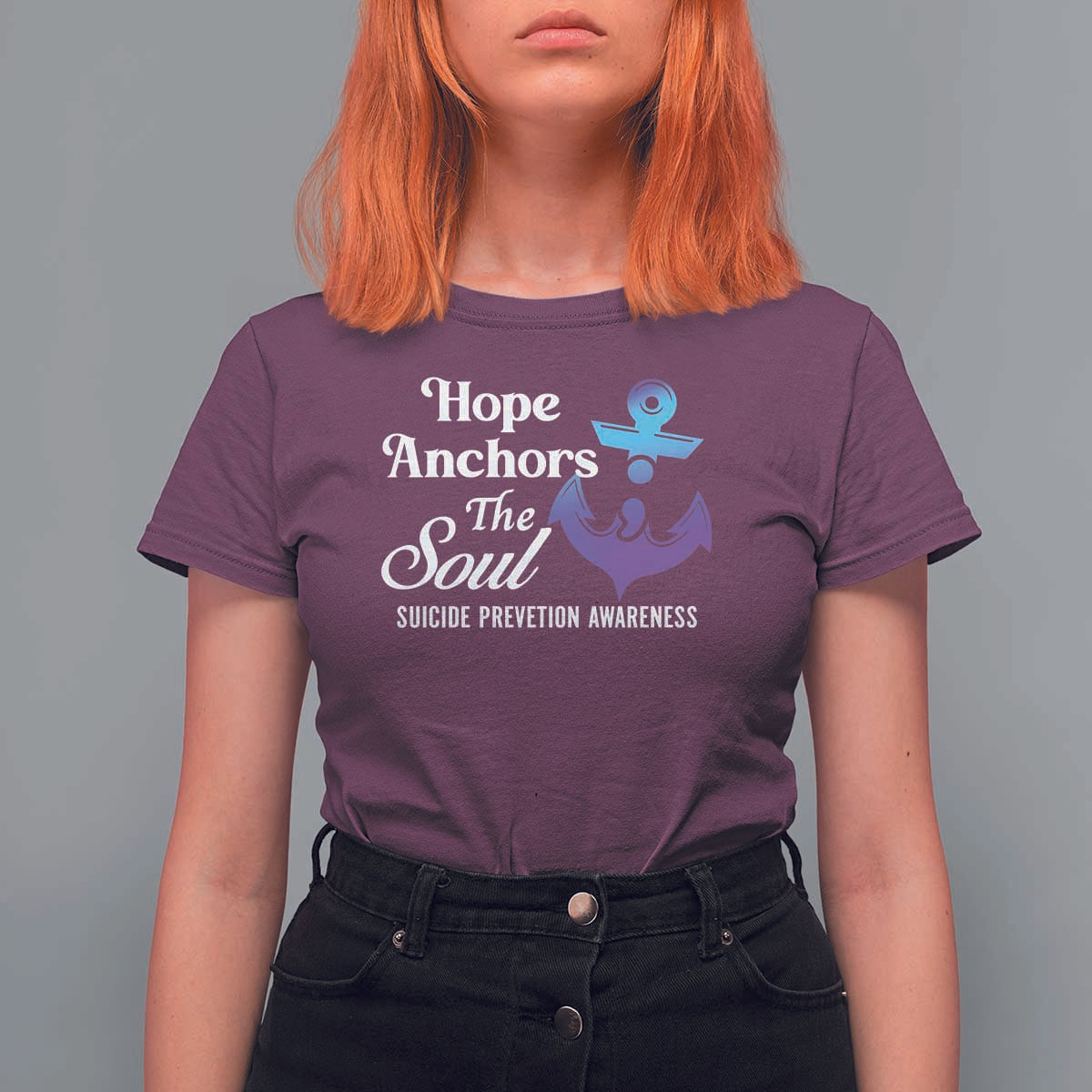 Suicide Prevention Awareness T Shirt For Women Hope Anchors The Soul Teal And Purple Semicolon - Wonder Print Shop
