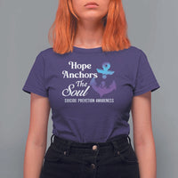Suicide Prevention Awareness T Shirt For Women Hope Anchors The Soul Teal And Purple Semicolon - Wonder Print Shop