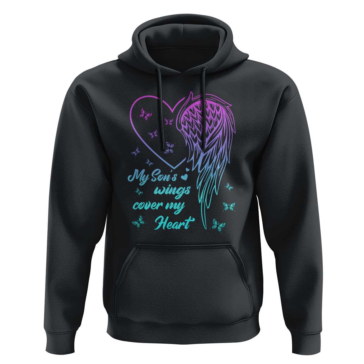 Suicide Prevention Awareness Hoodie My Son's Wings Cover My Heart Butterfly - Wonder Print Shop