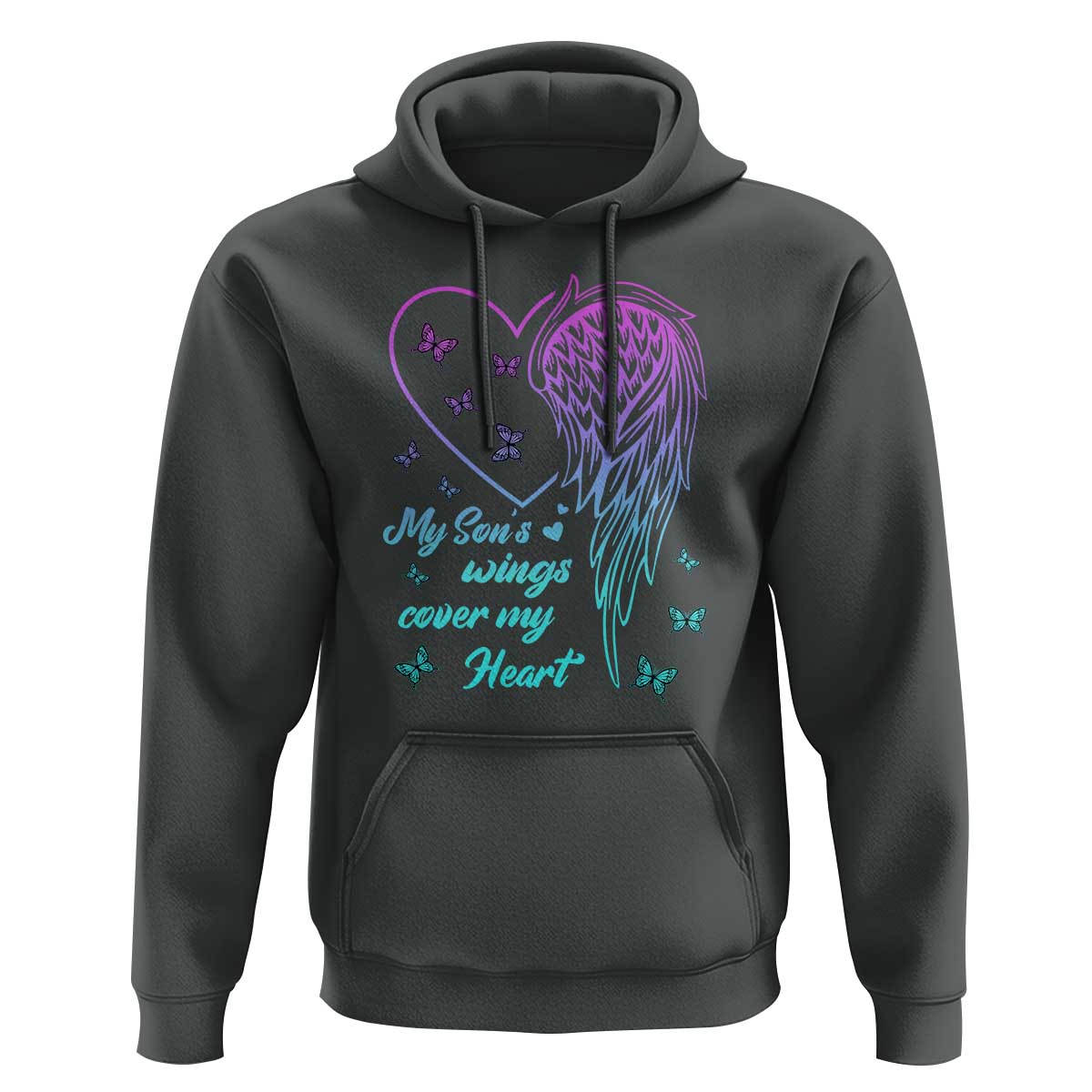 Suicide Prevention Awareness Hoodie My Son's Wings Cover My Heart Butterfly - Wonder Print Shop