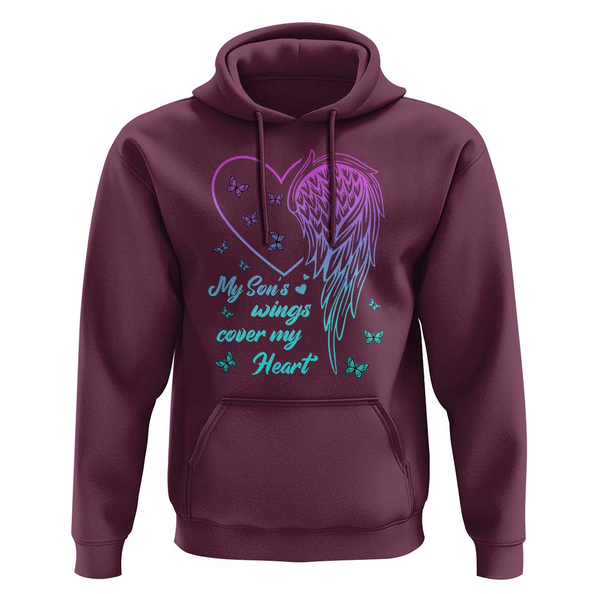 Suicide Prevention Awareness Hoodie My Son's Wings Cover My Heart Butterfly - Wonder Print Shop
