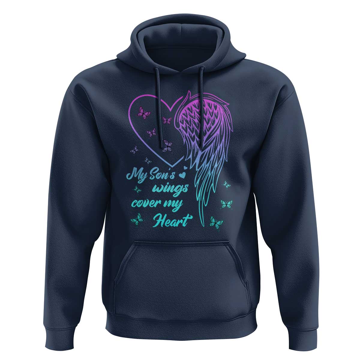 Suicide Prevention Awareness Hoodie My Son's Wings Cover My Heart Butterfly - Wonder Print Shop