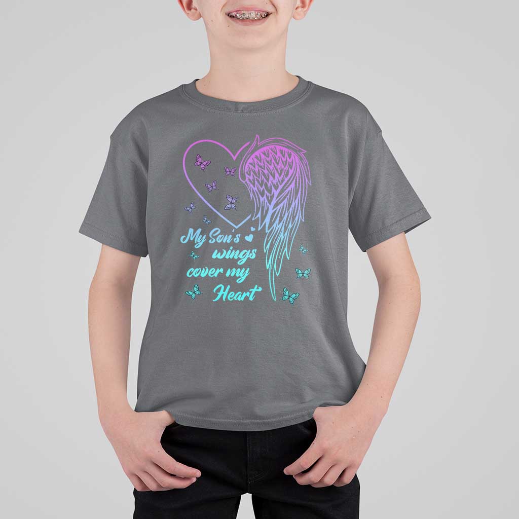 Suicide Prevention Awareness T Shirt For Kid My Son's Wings Cover My Heart Butterfly - Wonder Print Shop